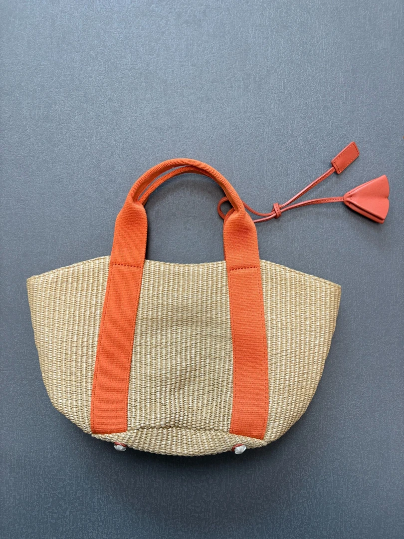 日单夏季磁扣拉菲草编织手提包手拎包