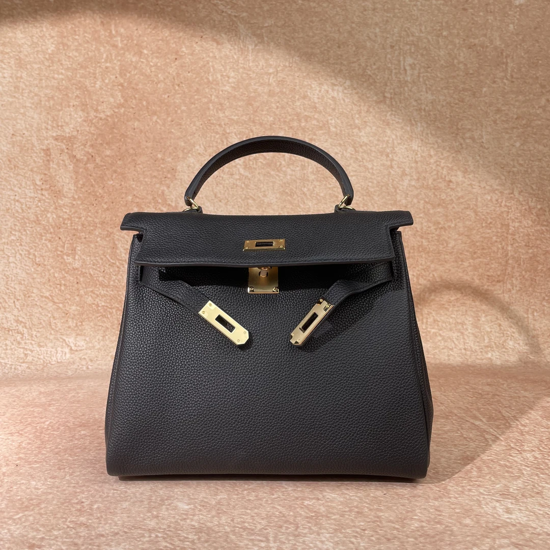 金扣【黑色】高级百搭手提女包-34077-1A