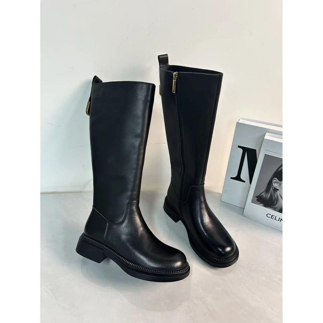 李大龙~2公分牛皮/头层牛皮时尚百搭长筒骑士靴22821