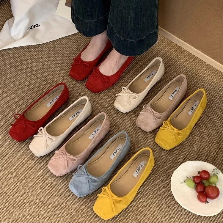 平底内增高鞋子法式蝴蝶结女鞋小单鞋芭蕾舞鞋春夏新款瓢鞋软底鞋
