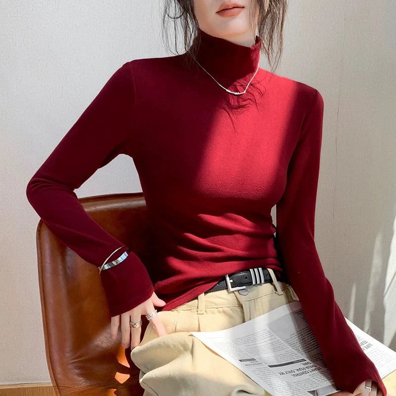 拼接高领长袖打底衫