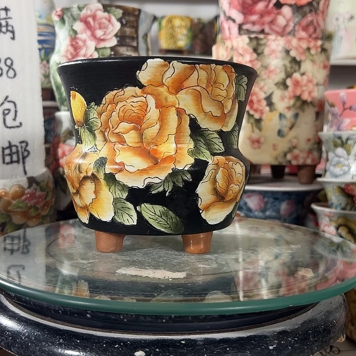 景德镇手绘花盆满38包邮偏远地区除外