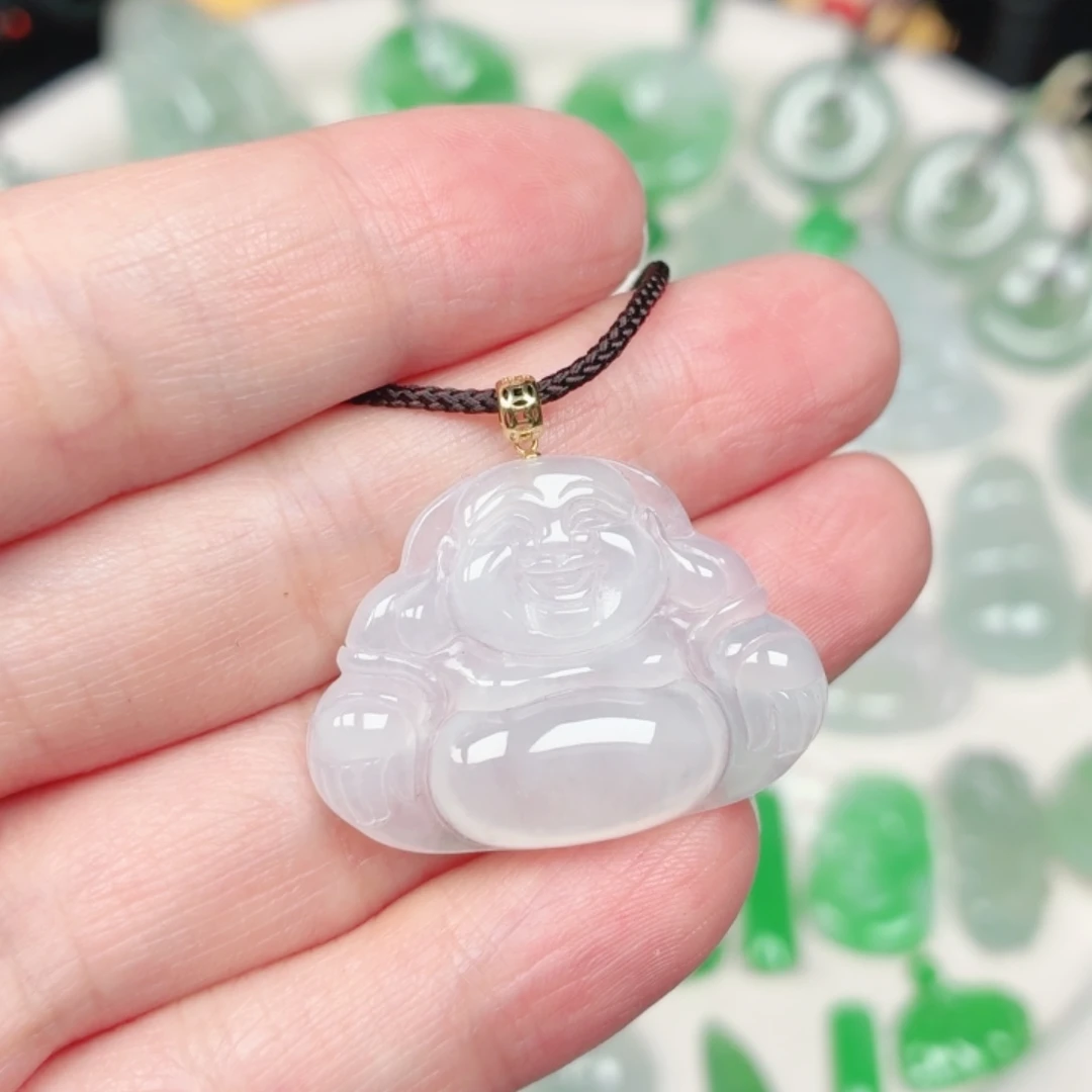 翡翠18K金镶嵌颈饰缅甸天然A货翡翠