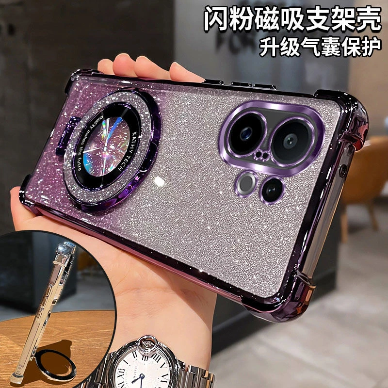 适用vivos30promini自带镜头膜手机壳新款轻奢全包透明壳支架闪粉
