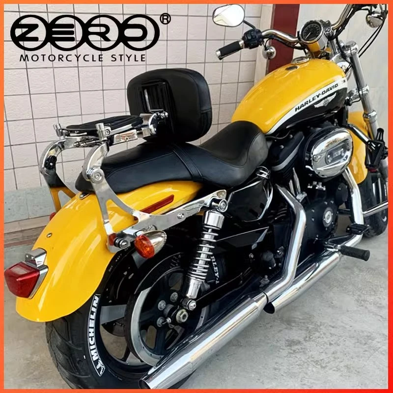 哈雷883路王滑翔x48肥仔1200突破者改装配件多功能折叠后靠背座垫