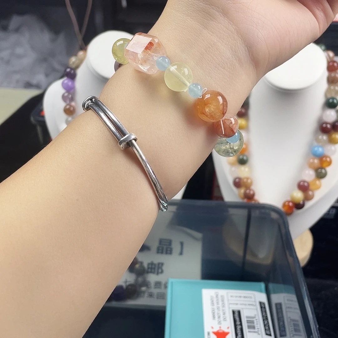 银S925镶嵌烟晶手链