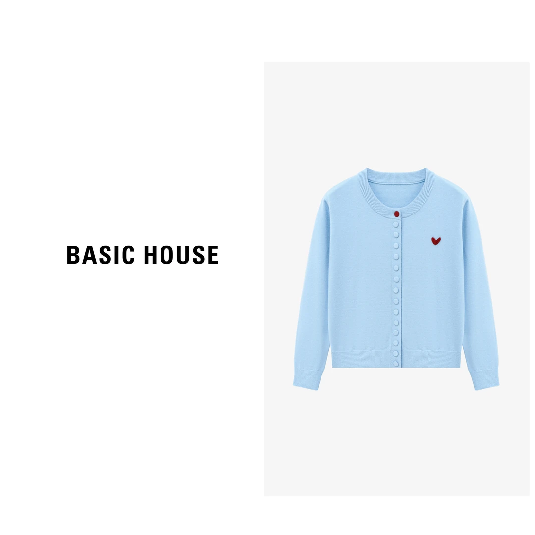 Basic House/百家好春季新款气质时尚设计款开衫毛衣-B0625H5K792