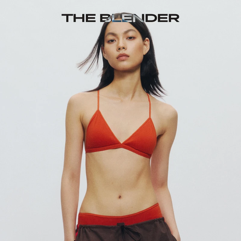 The Blender【新品】 25秋固定胸垫纯色肩带可交叉小三角杯内衣女