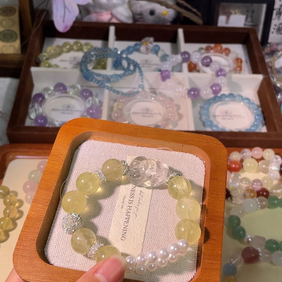 水晶手链未镶嵌天然黄水