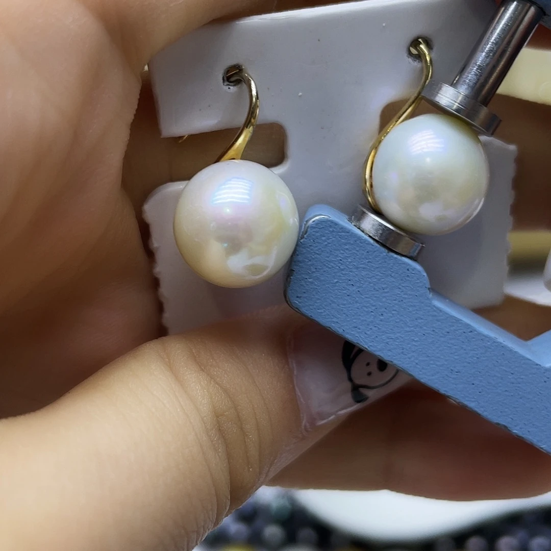 银S925镶嵌淡水珍珠耳饰