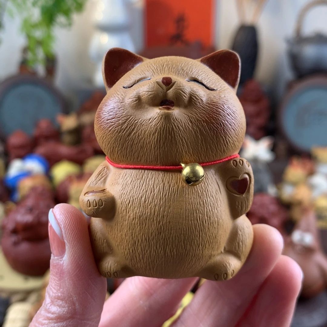 紫砂茶宠招手招财猫
