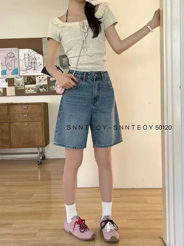 代嘉儿50120蓝牛仔短裤五分裤