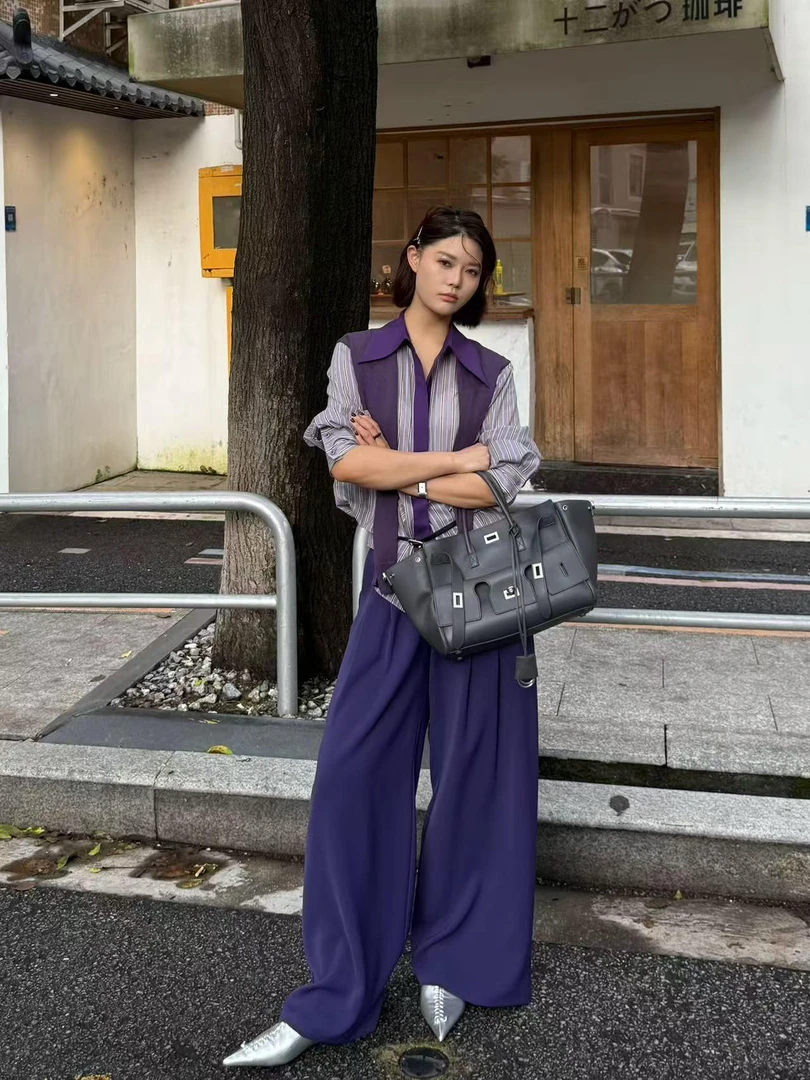 秋季百搭气质高腰显瘦拖地长裤时尚韩式纯色休闲裤SHBZW651985