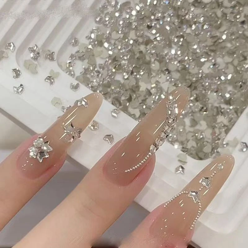 【西施】美甲饰品DIY爆款春日冰透清新简约气质款树脂合金K9裸色