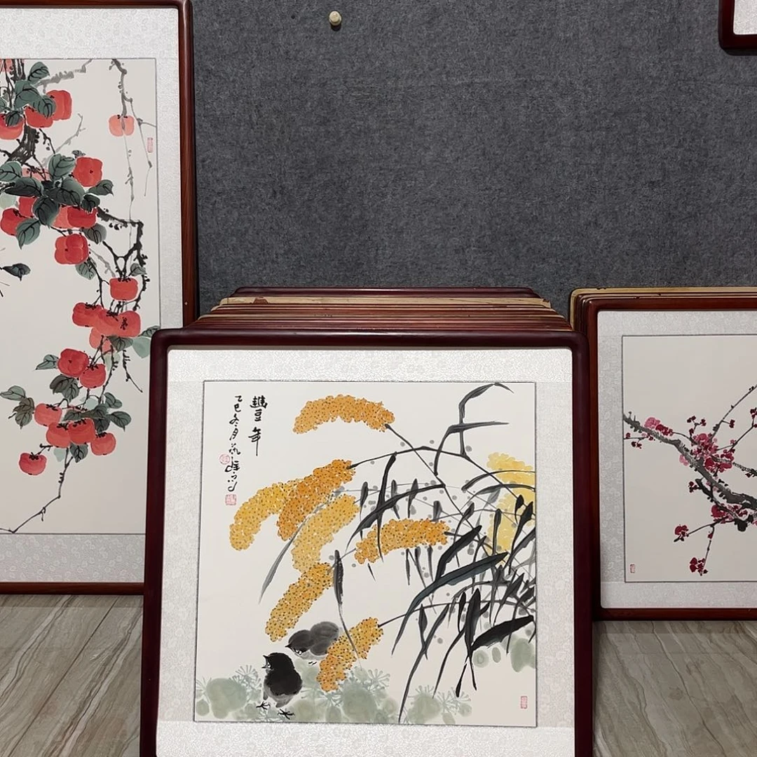 国画书画作品带框63×63