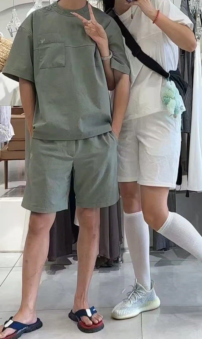 SS251684    韩国订单泡泡速干面料同款休闲短裤套装（男士）