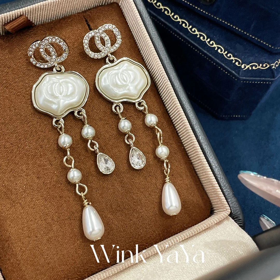 925银合成锆石耳饰 25S 气质轻奢百搭复古C不规则流苏款AL9502