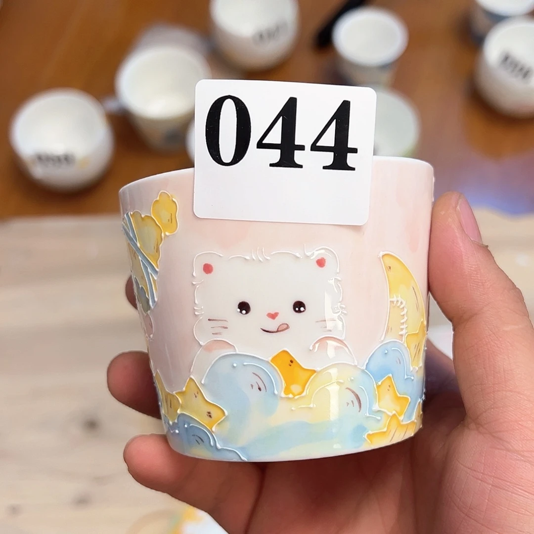 草**叨景德镇手绘陶瓷杯子