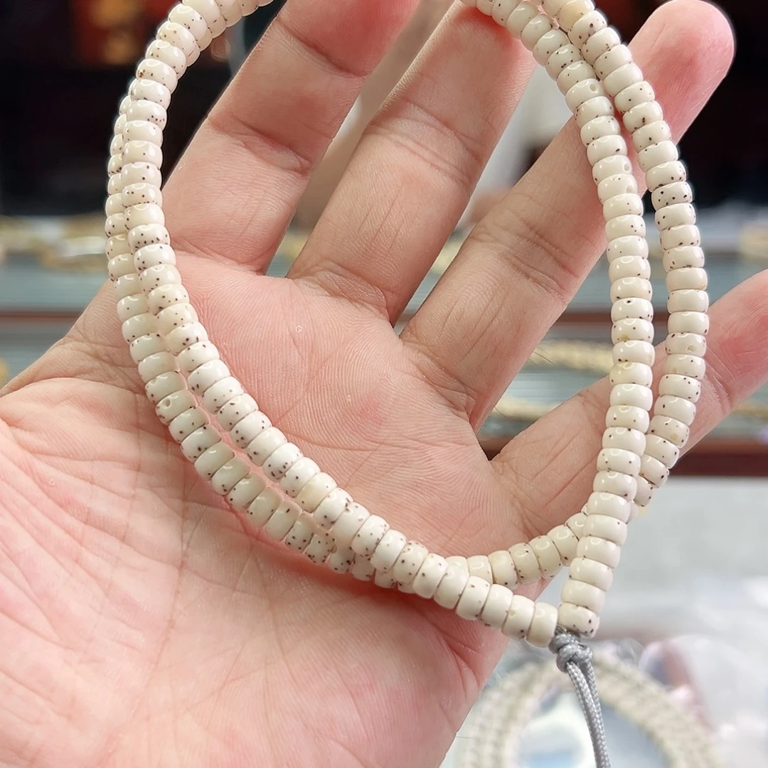 手串星月菩提6*3药片数星星骨瓷白