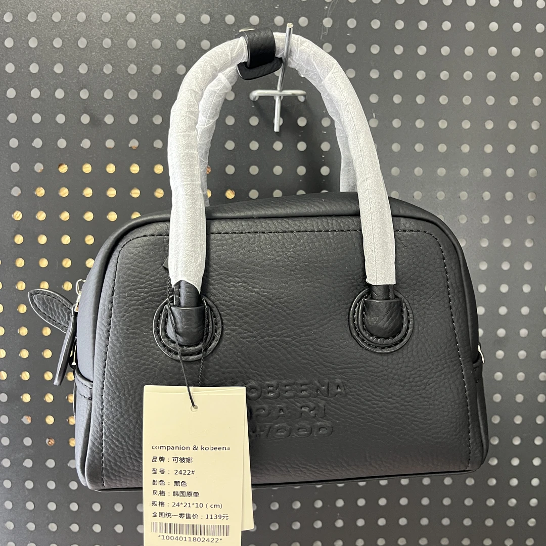 可彼娜韩国原单牛皮做旧单根都市简约手提包单肩包