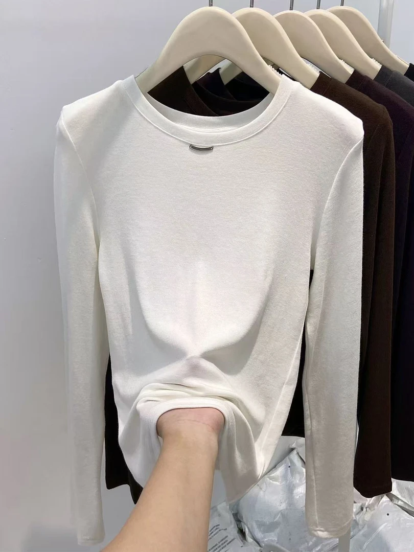 052#【实物为准】2025新款时尚气质显瘦长袖圆领打底衣