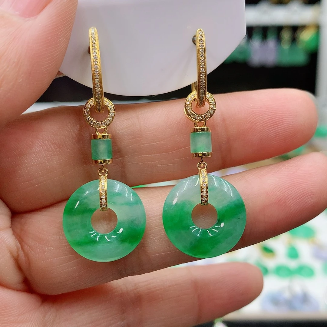 翡翠耳饰18K金镶嵌用****1