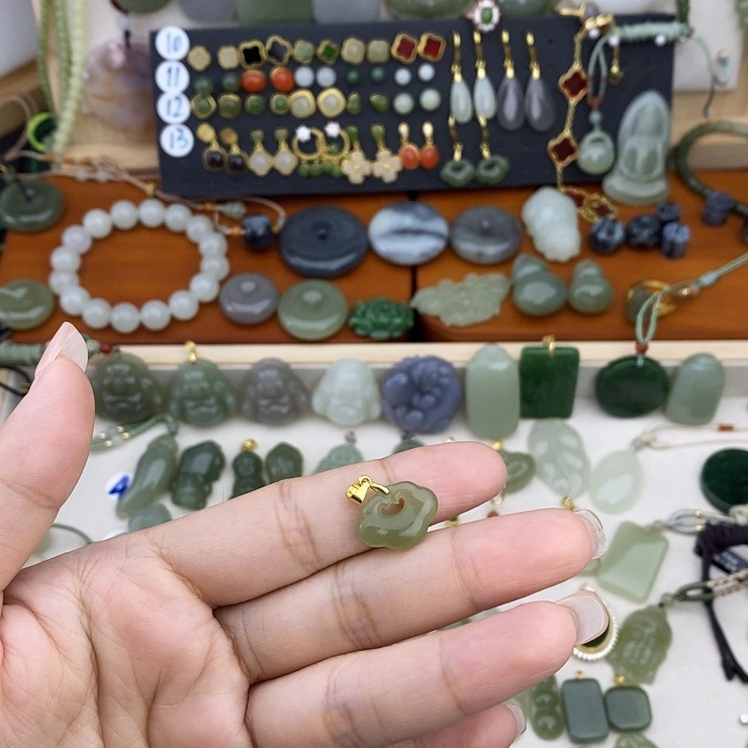 和田玉银S925镶嵌吊坠(不含链)