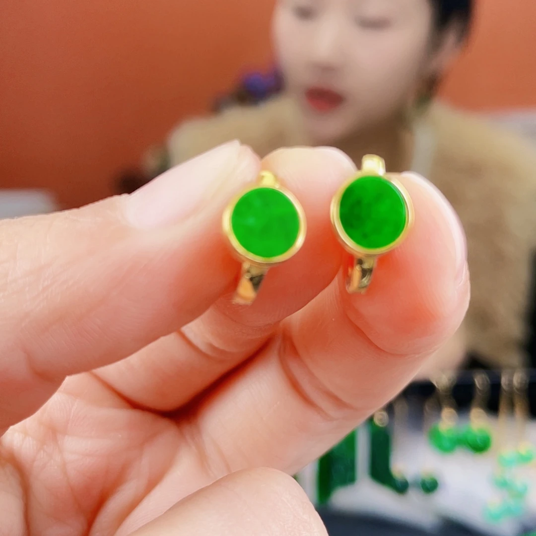 翡翠银S925镶嵌耳饰