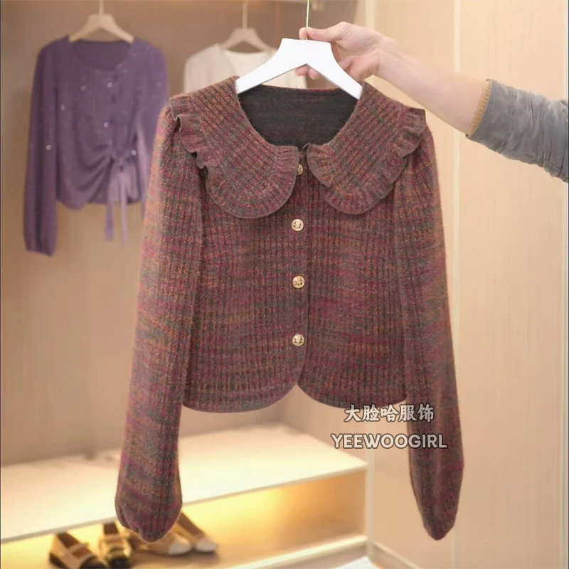 【大脸哈】优雅气质风娃娃领衬衫女秋冬新款设计感短款衬衣长袖上衣