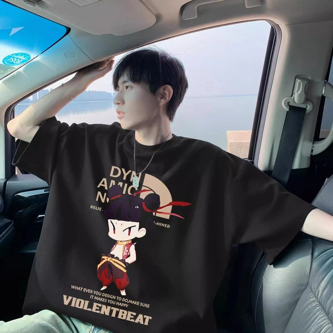 哪吒短袖T恤重磅纯棉男2025新款夏季国潮半袖圆领打底衫情侣体恤