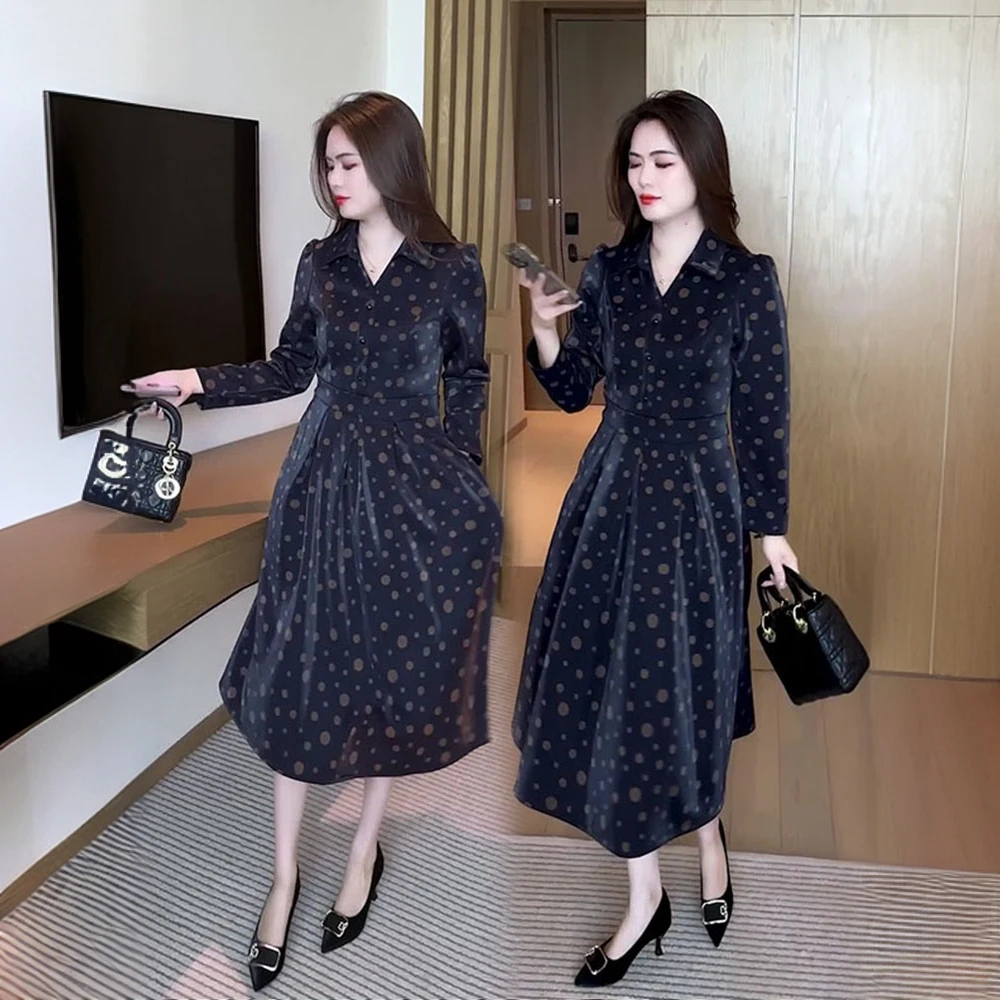 连衣裙女装春秋2025年新款时尚洋气质收腰显瘦早秋装长袖漂亮裙子