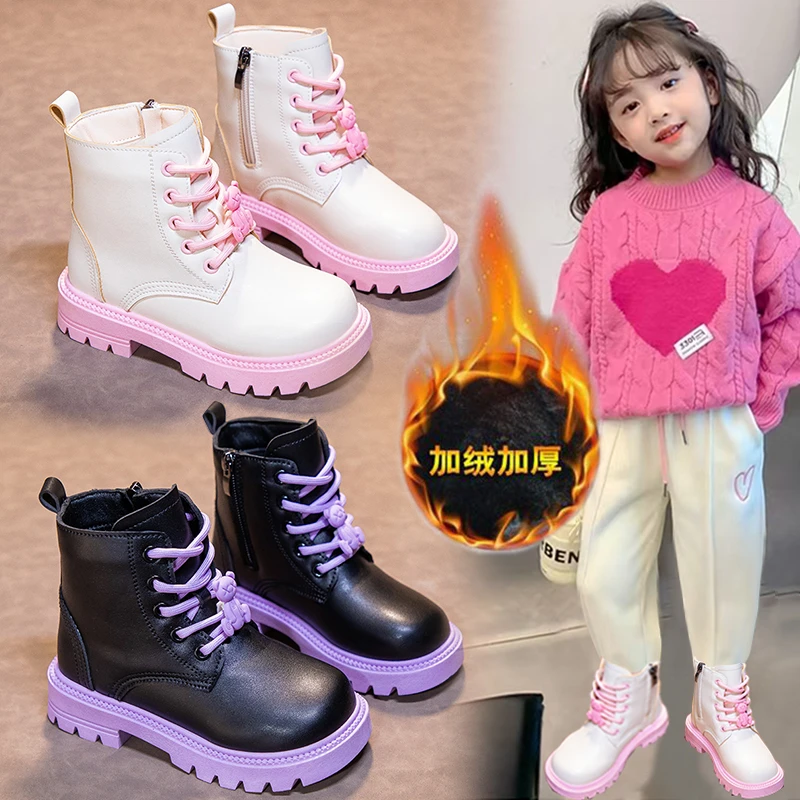 儿童马丁靴2025冬季新款单靴小童加绒保暖秋季英伦风大童靴CC166