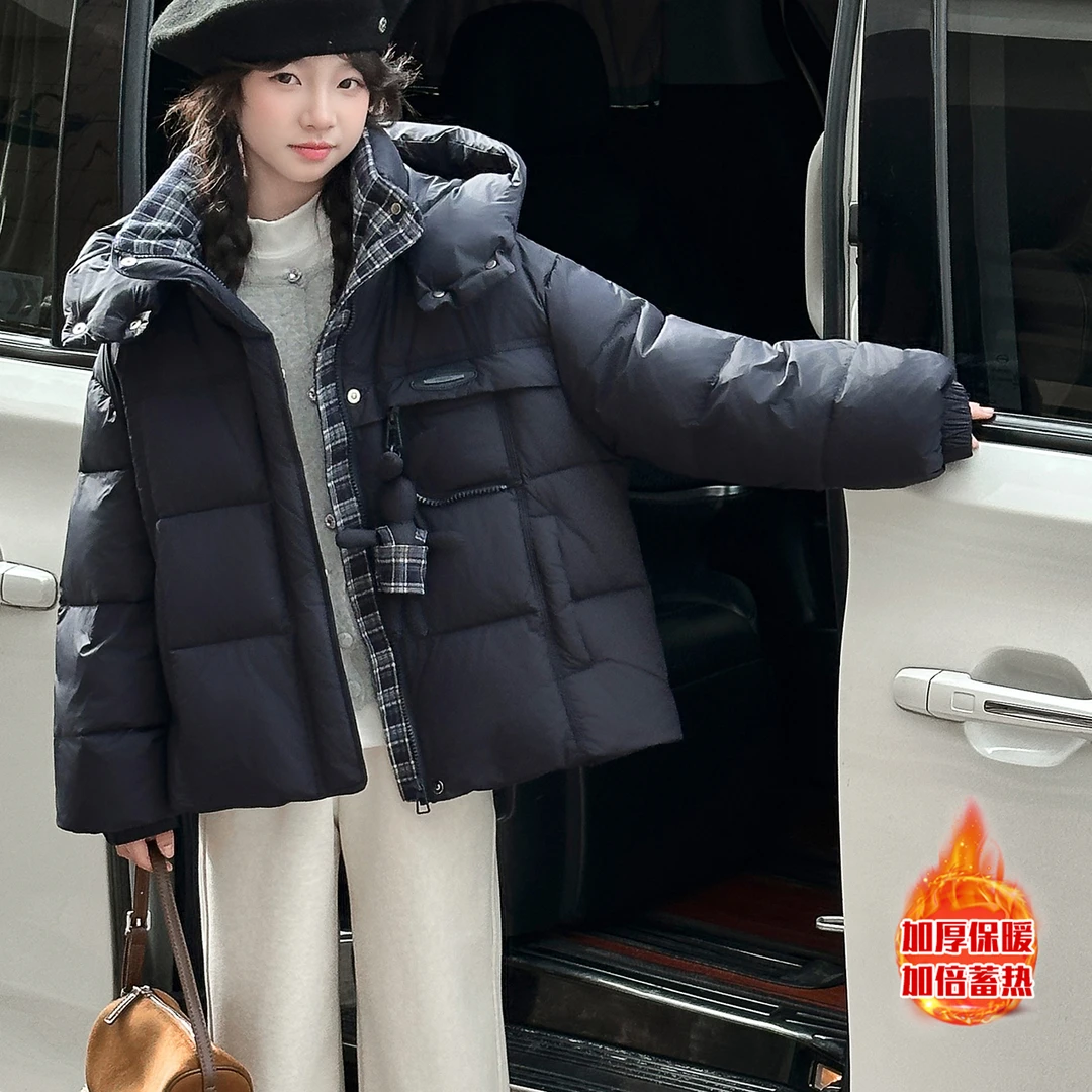 女童棉服冬装2025冬季新款8-15岁中大童学生百搭休闲加厚保暖棉衣