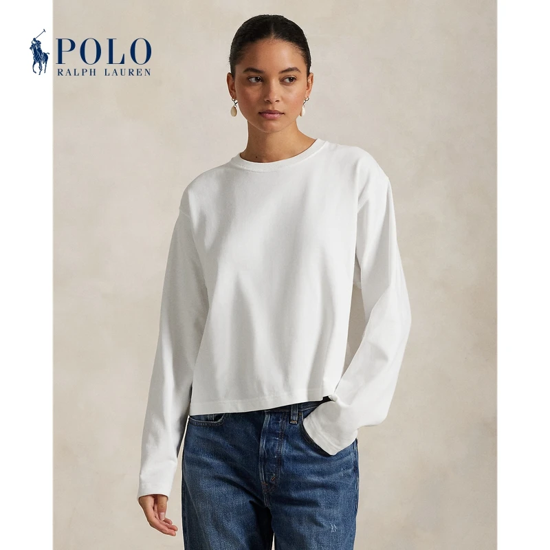 Ralph Lauren/拉夫劳伦女装 25春季短款棉平纹针织长袖T恤RL26535