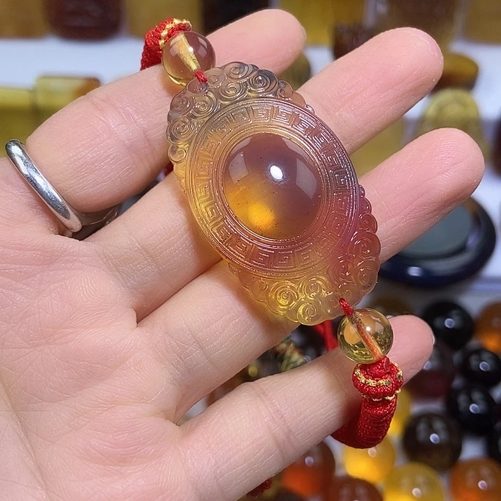 琥珀未镶嵌吊坠(不含链)天然缅甸琥珀金棕手排