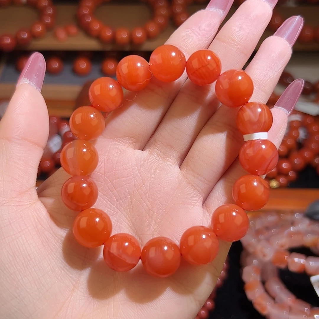 南红玛瑙手串未镶嵌12mm樱桃红