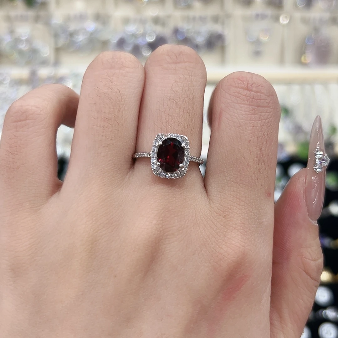 红宝石戒指银S925镶嵌