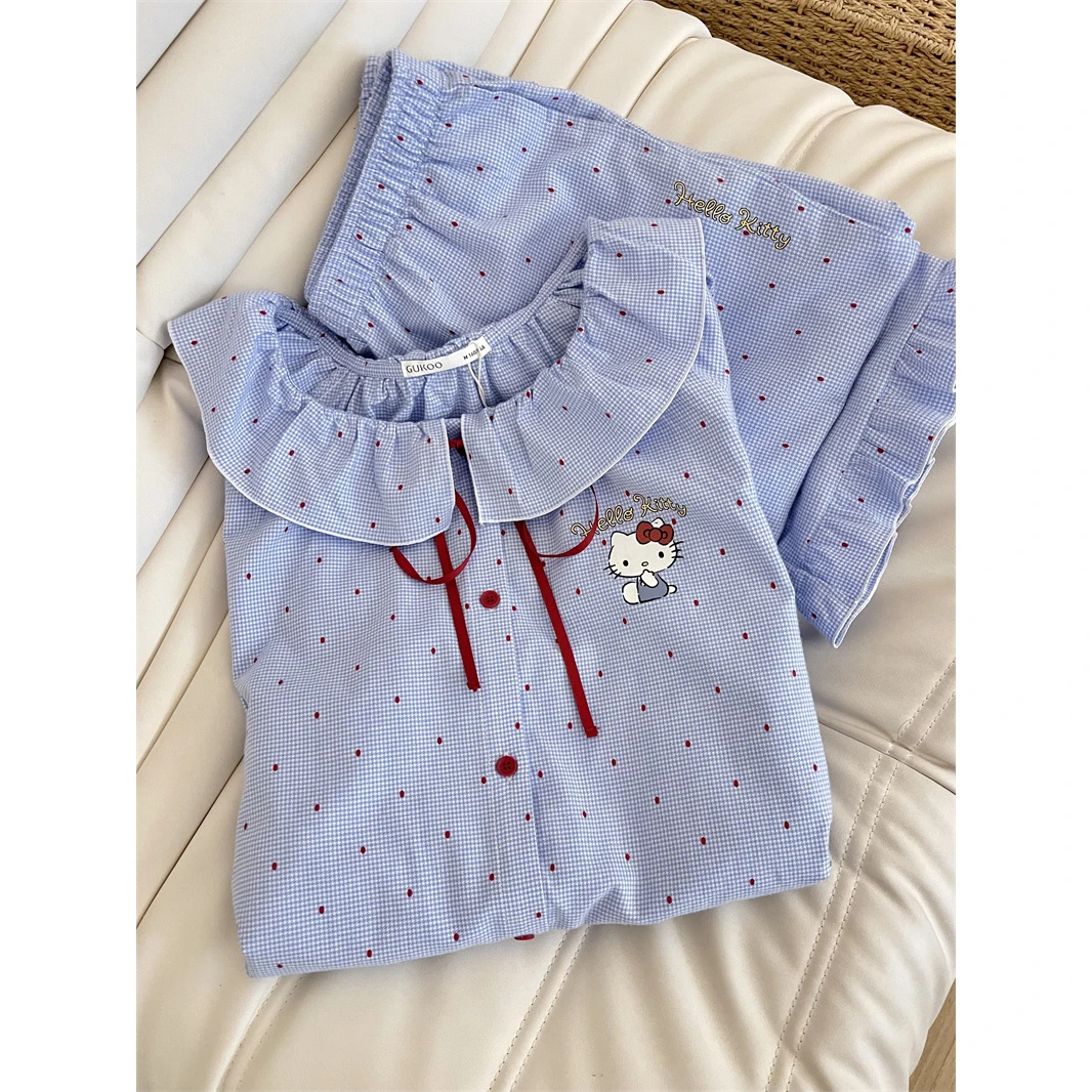 【少女kitty】可爱Kitty睡衣女春秋款2025套装新款亲肤家居服套装