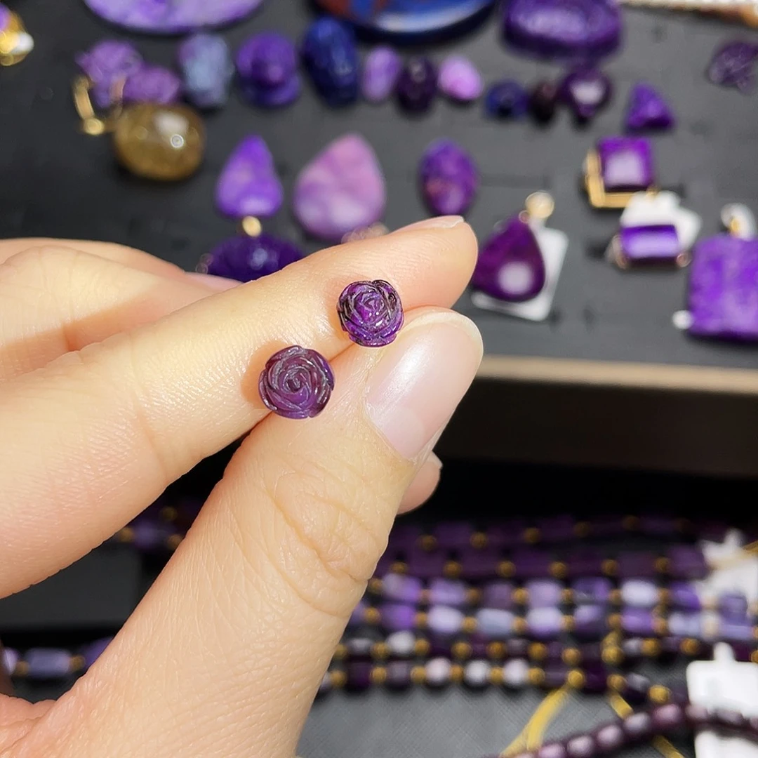 苏纪石（舒俱来）耳钉银S925镶嵌