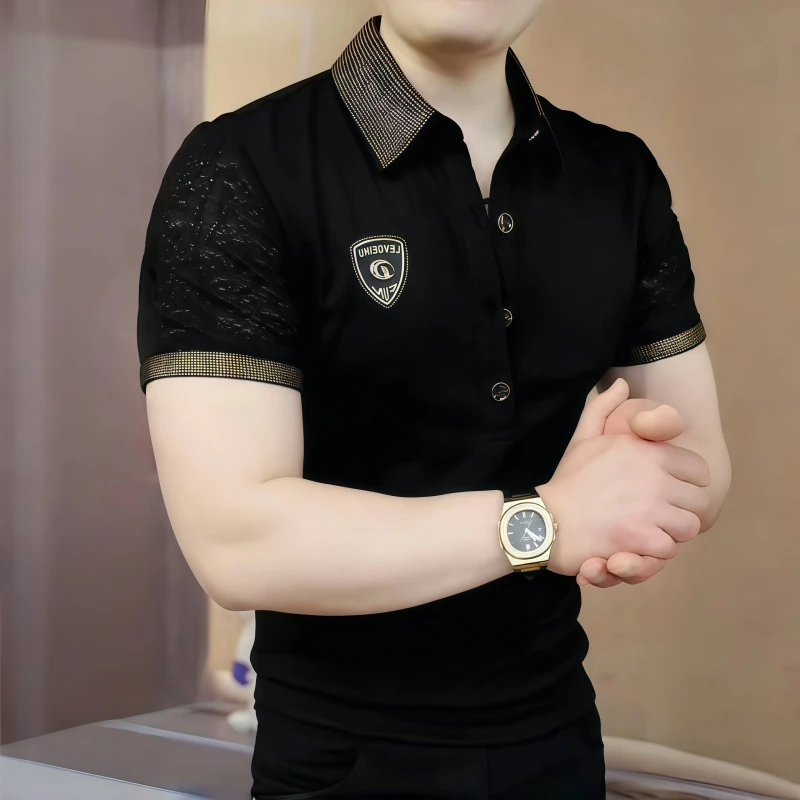 纽扣短袖夏季Polo衫高品质百搭休闲男士半袖t恤潮流修身高档polo