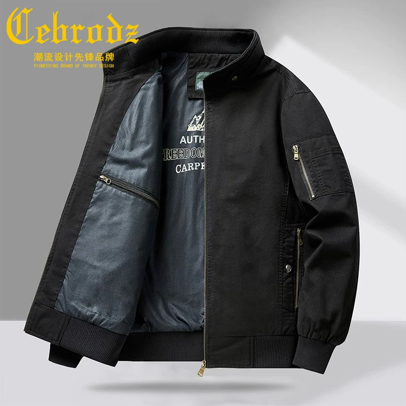 法国Cebrodz复古夹克男士纯棉硬朗工装外套2025秋冬中年上衣百搭