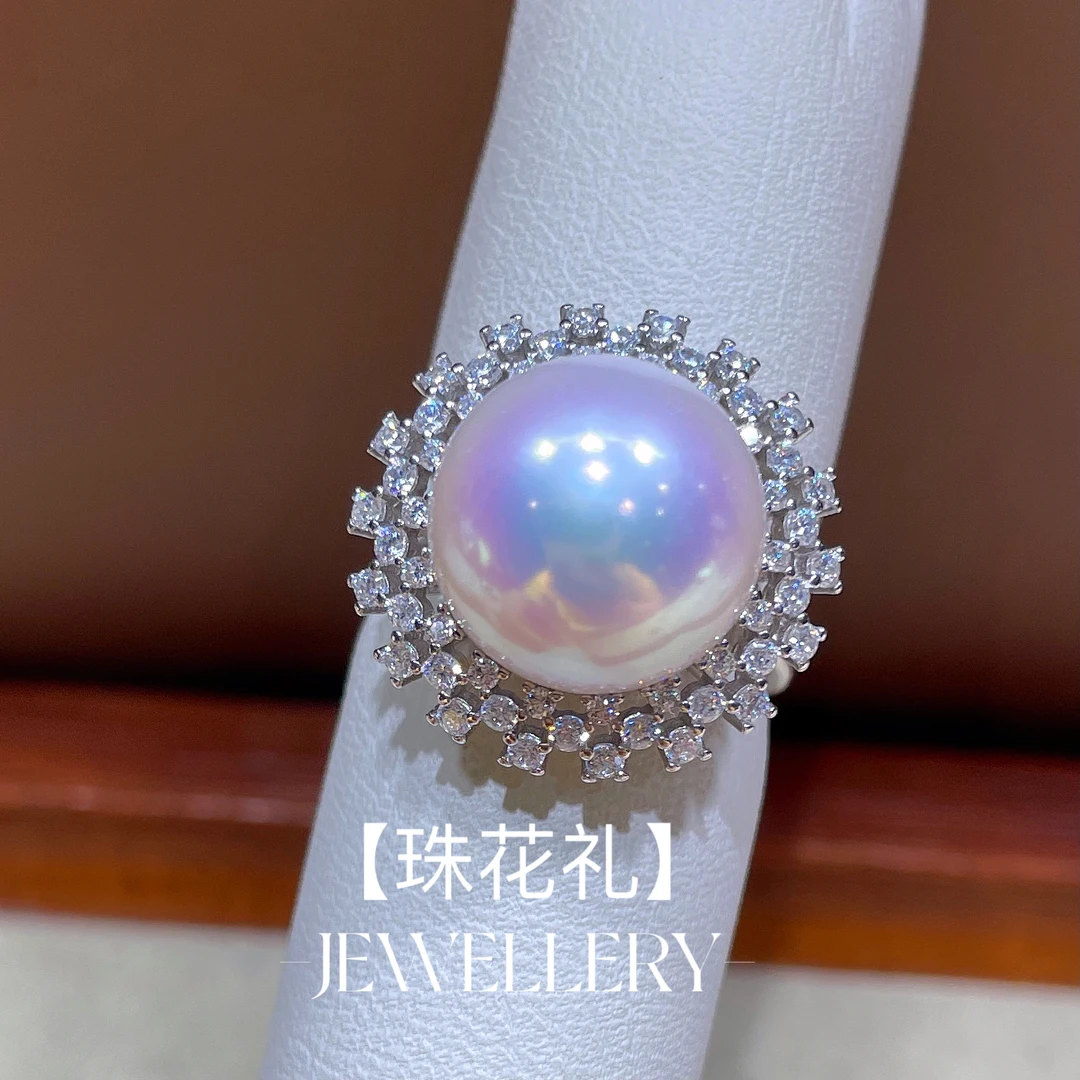 925银戒指 【珠花礼】大太阳花樱花粉13-14mm轻奢戒指（一物一发）