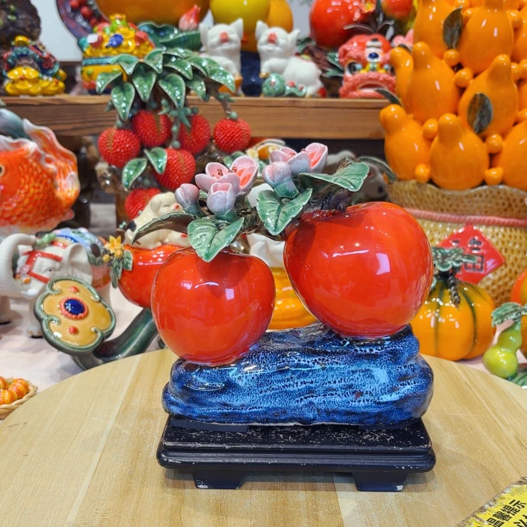 陶瓷双苹果摆件陶瓷