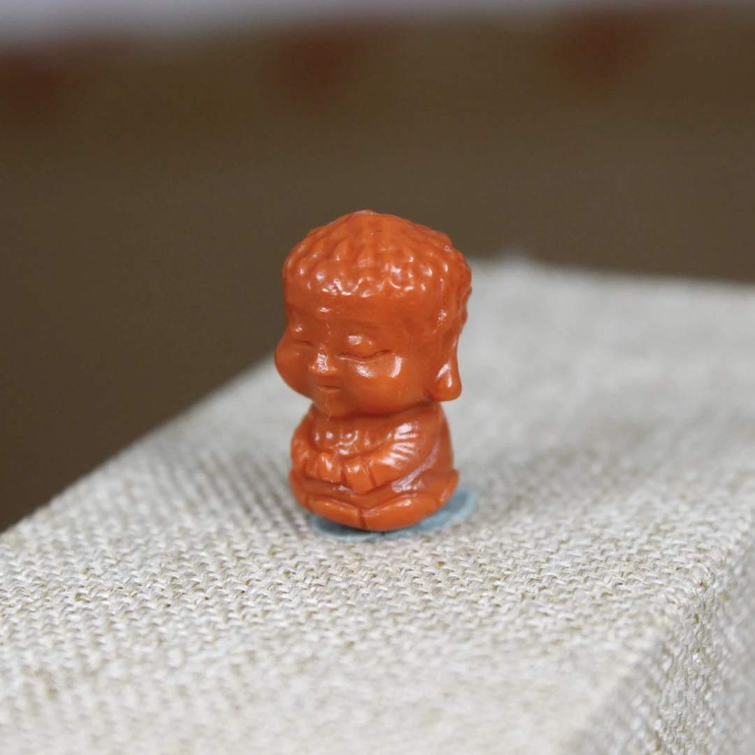 纯色满肉柿子红南红玛瑙雕刻大日如来宝宝佛精工雕刻配饰背云吊坠