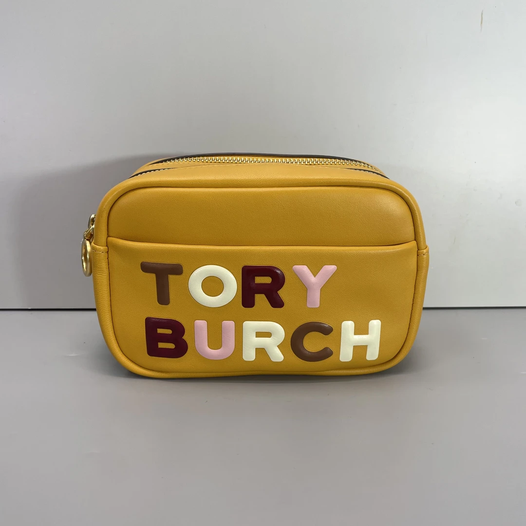 99新 TORY BURCH/汤丽柏琦 黄色小号相机包18x11X7cmEG031807奢侈