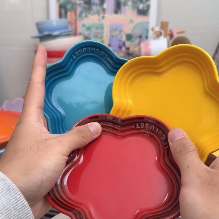 瓷片微瑕3个花朵浅碟蘸料