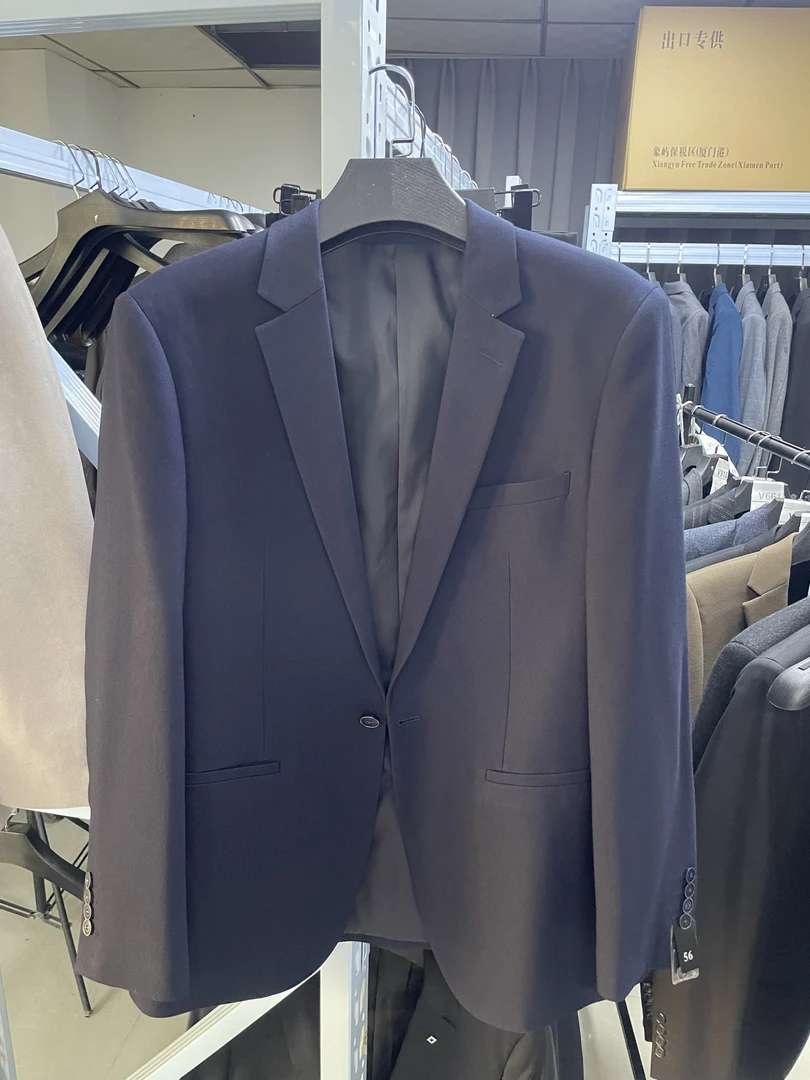 【直播专享】平驳领深蓝色经典西服秋冬男士名牌薄款西装上装透气