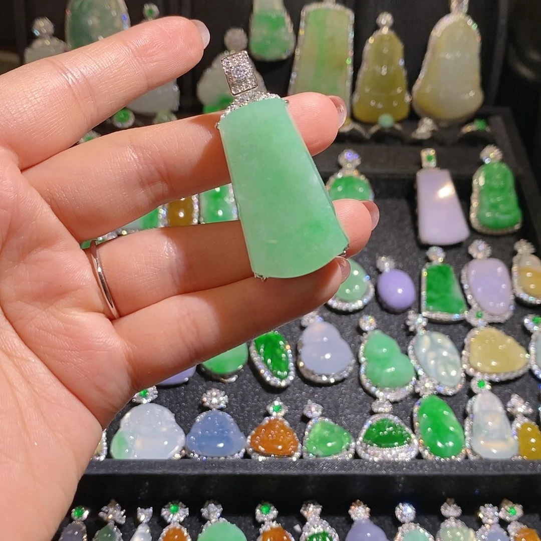 颈饰银S925镶嵌翡翠天然翡翠