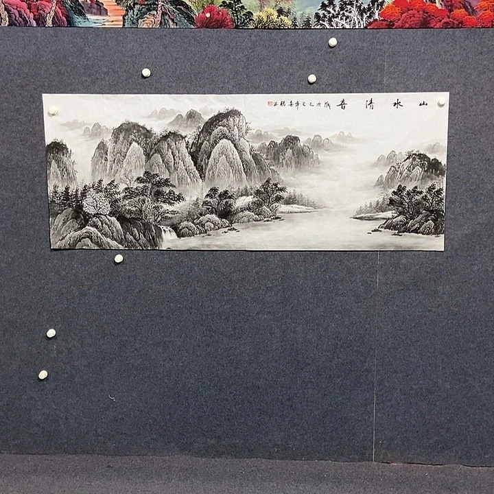 国画小六尺水墨山水一副