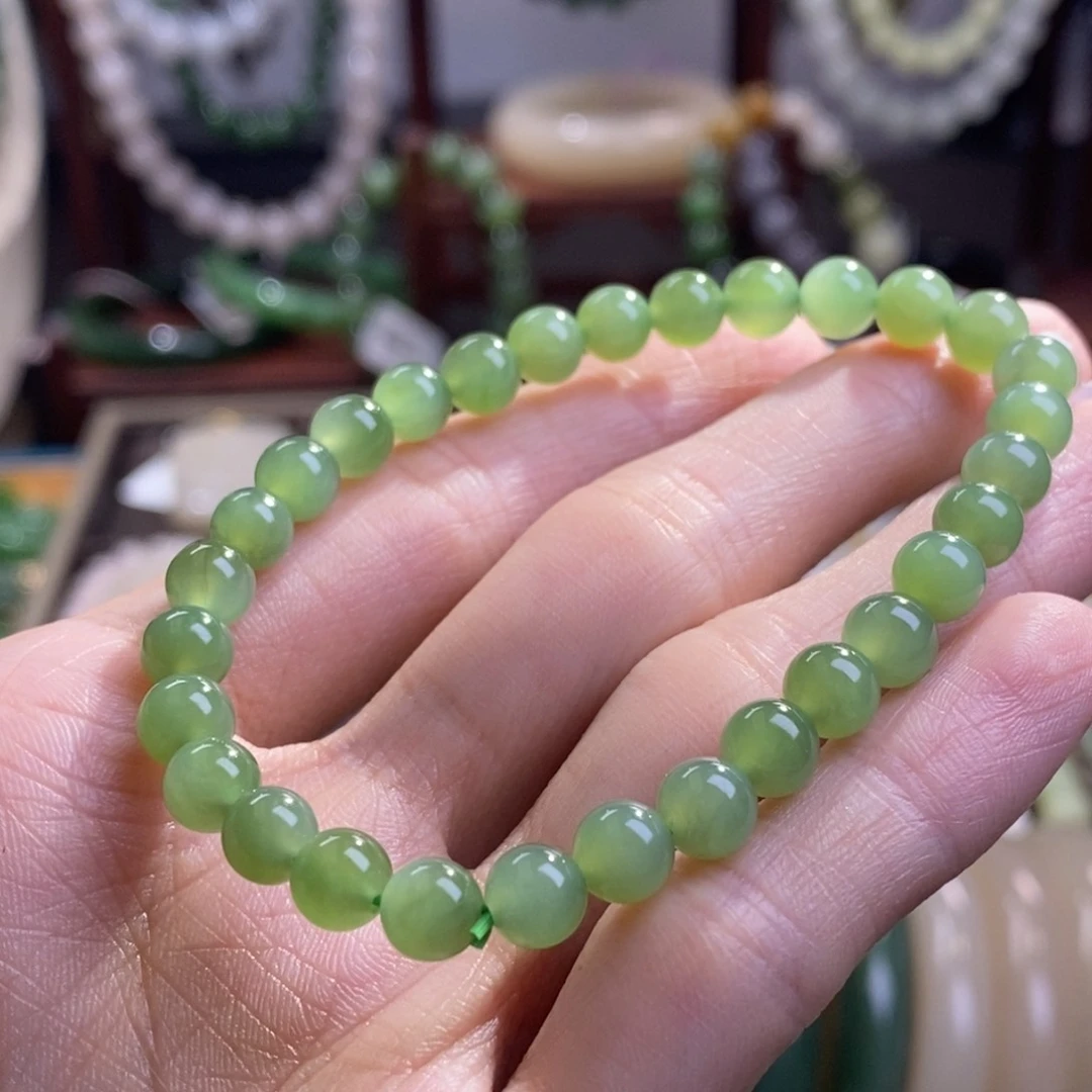 和田玉碧玉手串6MM未镶嵌